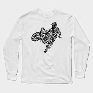 33 Motocross Jumping Sketch Art Long Sleeve T-Shirt